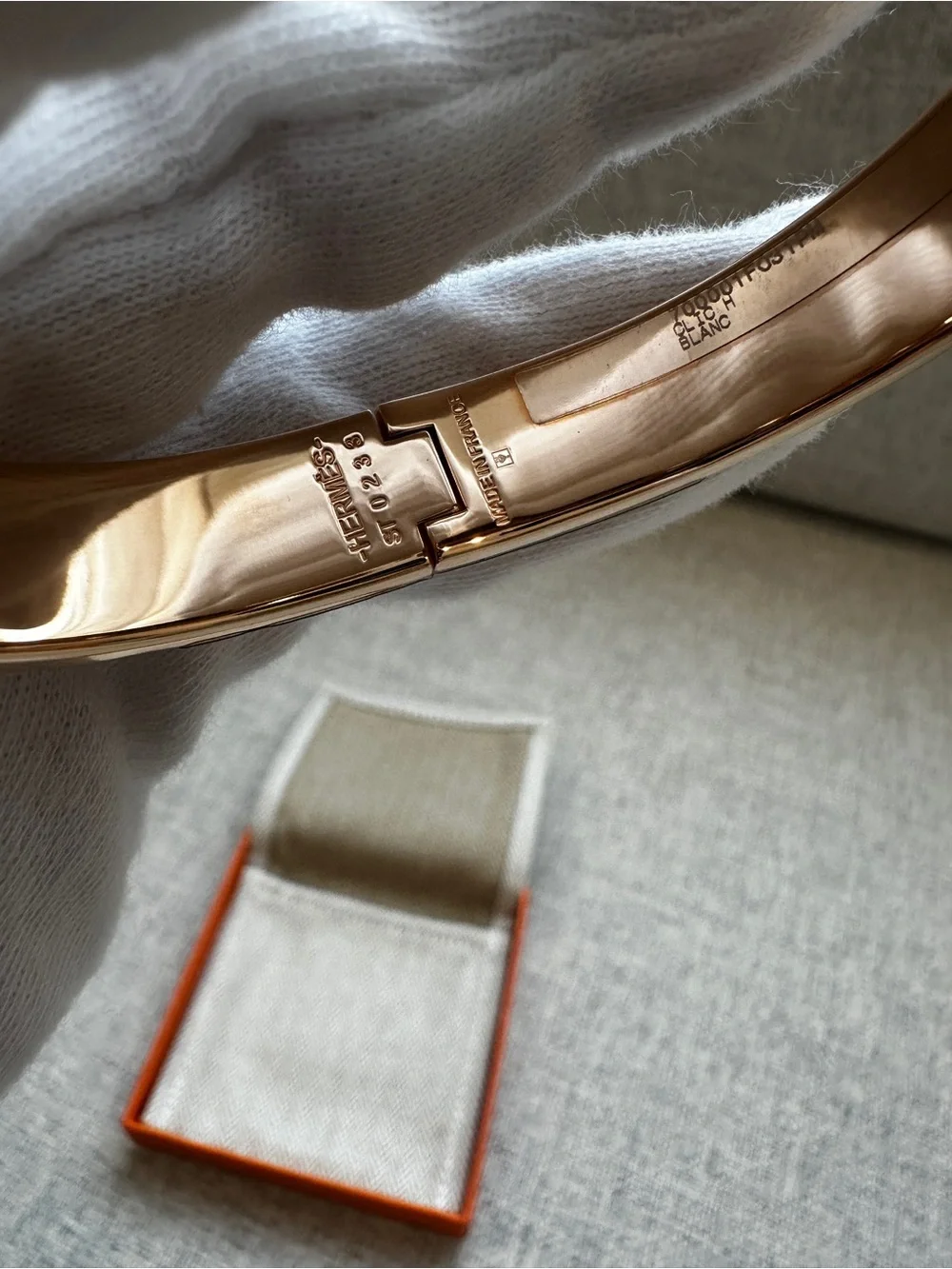 Hermes Clic H bracelet Blanc Rosegold PM